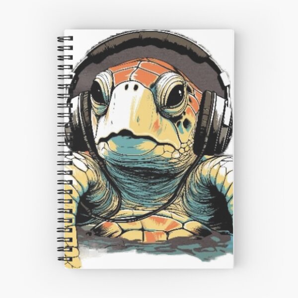 Item preview, turtle rocking out to music on headphones designed and sold by PhiloDoh.
