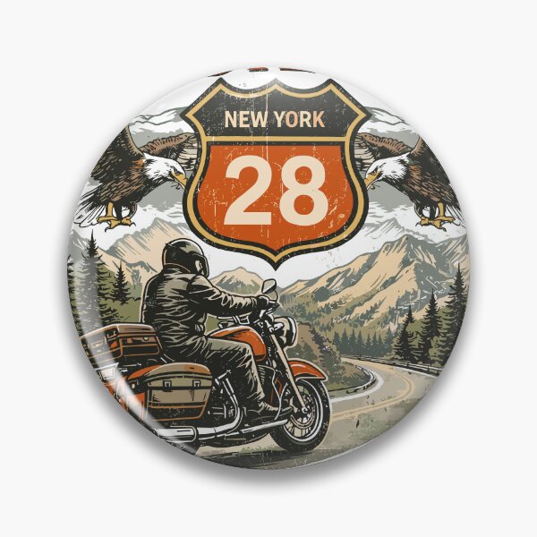 Item preview, Ride The Route 28 New York Adirondacks Biker Poster designed and sold by Matinez Pink.