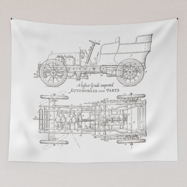 Item preview, Vintage Automobile Technical Drawing Blueprint designed and sold by rutmerdesign.
