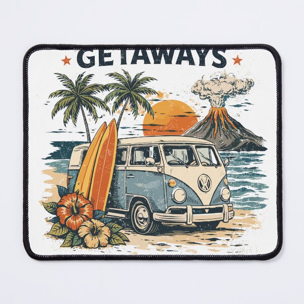 Item preview, Tropical Getaways Hawaiian Surf Camper Van Poster designed and sold by Matinez Pink.