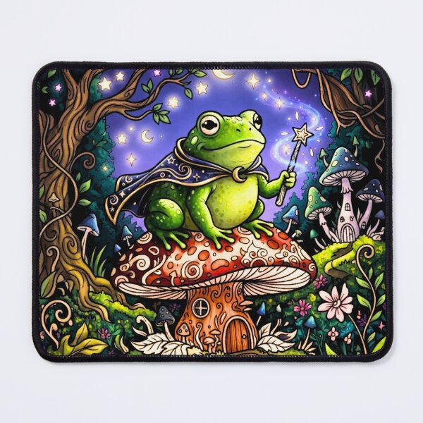 Item preview, Cute Wizard Frog on a Mushroom - Magical Enchanted Forest Art designed and sold by ScenicRoute66.