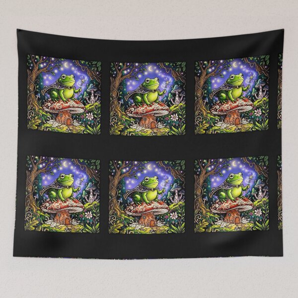 Item preview, Cute Wizard Frog on a Mushroom - Magical Enchanted Forest Art designed and sold by ScenicRoute66.