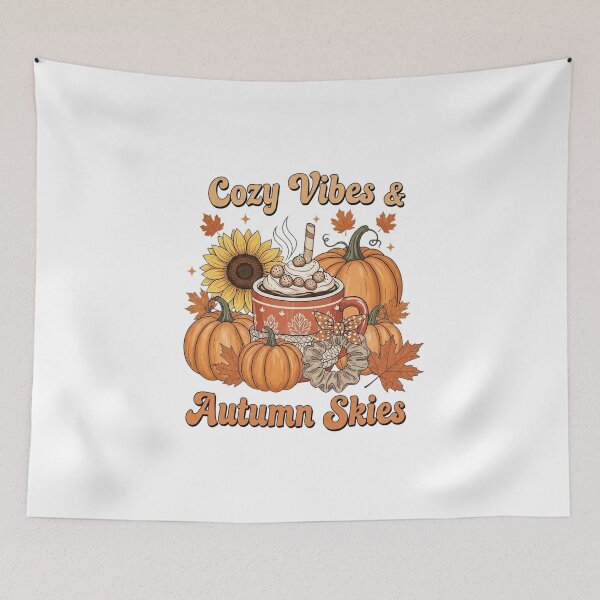 Item preview, Cozy Vibes & Autumn Skies Pumpkin Coffee Fall designed and sold by FestivityFinds.