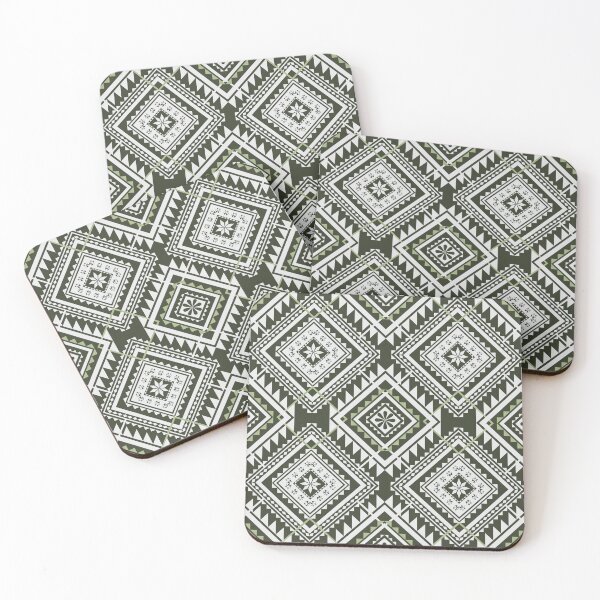 Item preview, Native dark green abstract geometric ethnic pattern designed and sold by Aesthetic shapes design.