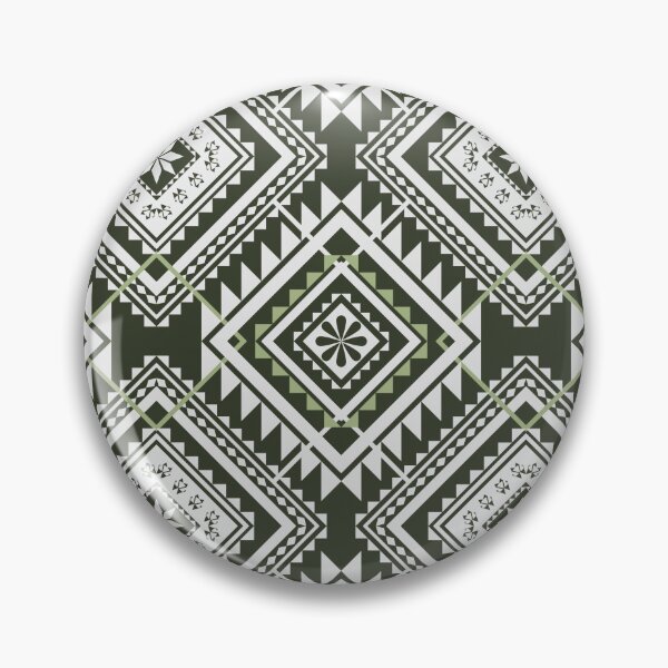 Aperçu de l'œuvre motif ethnique géométrique abstrait vert foncé indigène créée et vendue par Aesthetic shapes design.