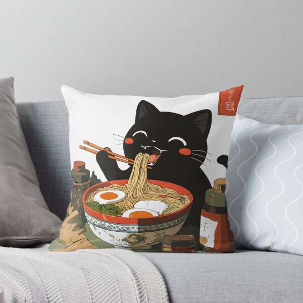 Item preview, Cute Black Cat Eating Ramen Poster designed and sold by Matinez Pink.
