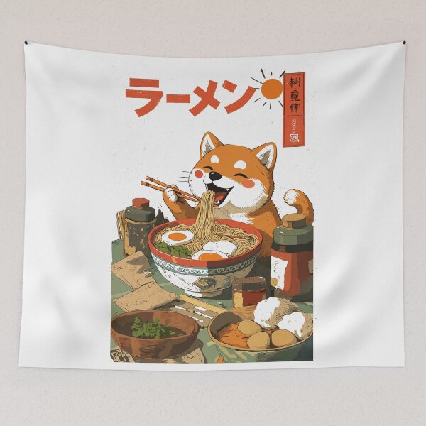 Item preview, Cute Shiba Inu Eating Ramen Poster designed and sold by Matinez Pink.