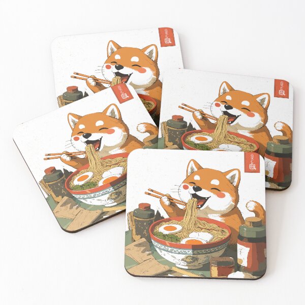 Item preview, Cute Shiba Inu Eating Ramen Poster designed and sold by Matinez Pink.
