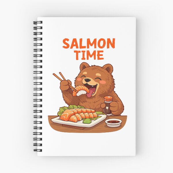 Item preview, Salmon Time Cute Bear Eating Sushi Poster designed and sold by Matinez Pink.