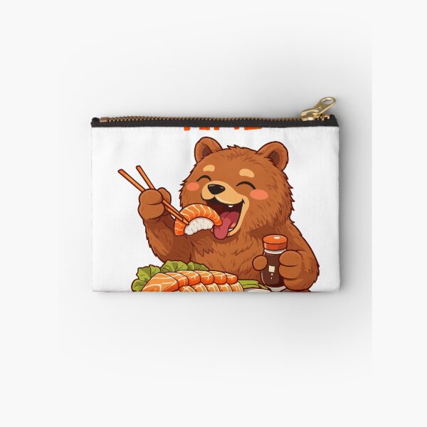 Item preview, Salmon Time Cute Bear Eating Sushi Poster designed and sold by Matinez Pink.