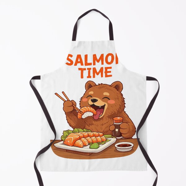 Item preview, Salmon Time Cute Bear Eating Sushi Poster designed and sold by Matinez Pink.