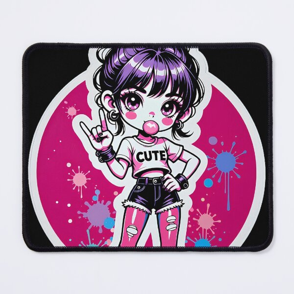 Item preview, Pastel Goth Anime Girl Y2K Pink Bubblegum Sticker designed and sold by Zenther.