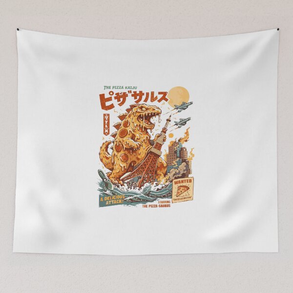Item preview, The Pizza Kaiju Pizza-Saurus Vintage Poster designed and sold by Matinez Pink.