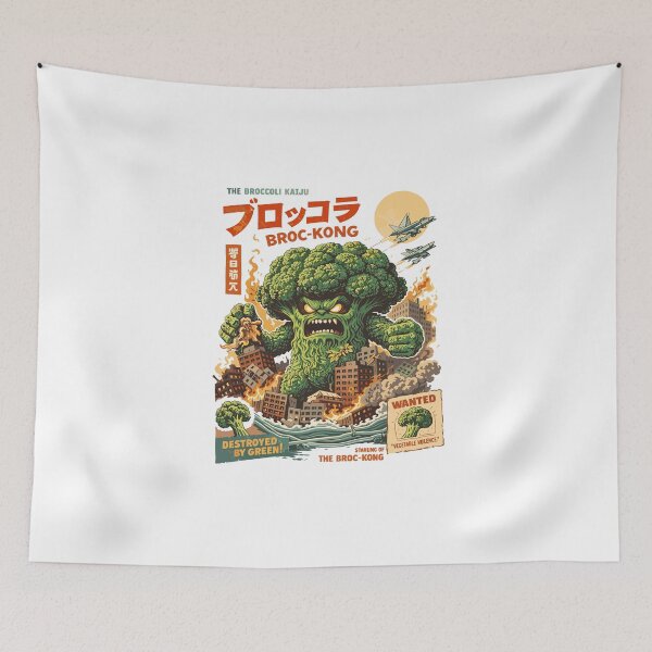 Item preview, The Broccoli Kaiju Broc-Kong Vintage Poster designed and sold by Matinez Pink.