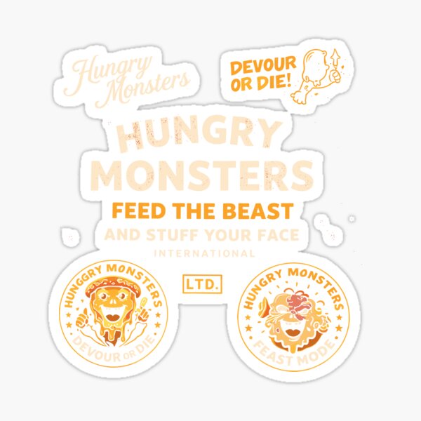 Item preview, Hungry Monsters Devour Or Die Badges Poster designed and sold by Matinez Pink.