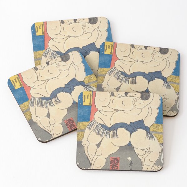 Item preview, Vintage Japanese Sumo Match Ukiyo-e Woodblock Print Art designed and sold by vekotpu.