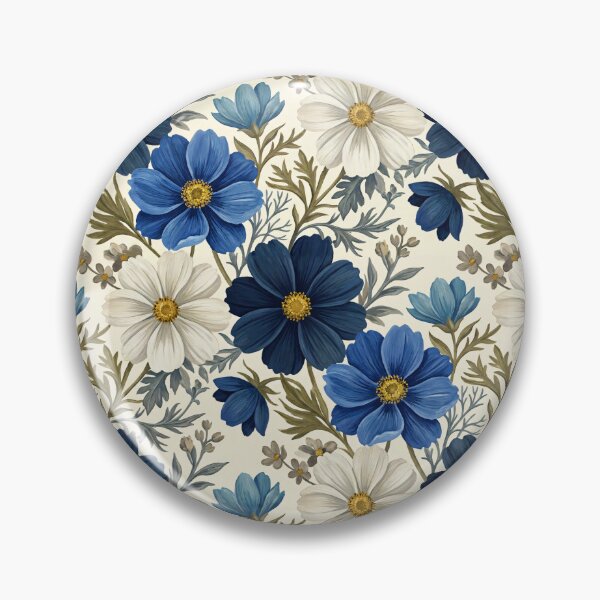 Item preview, Vintage Navy Blue Botanical Floral Pattern designed and sold by arteresting-art.