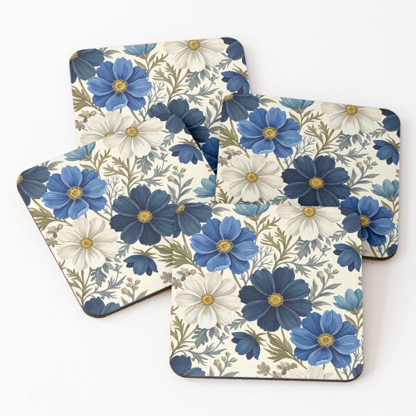 Item preview, Vintage Navy Blue Botanical Floral Pattern designed and sold by arteresting-art.