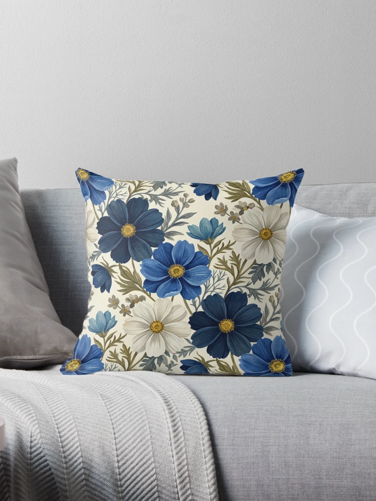 Vintage Navy Blue Botanical Floral Pattern