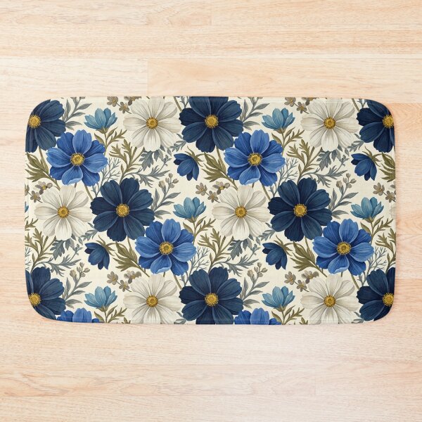 Item preview, Vintage Navy Blue Botanical Floral Pattern designed and sold by arteresting-art.