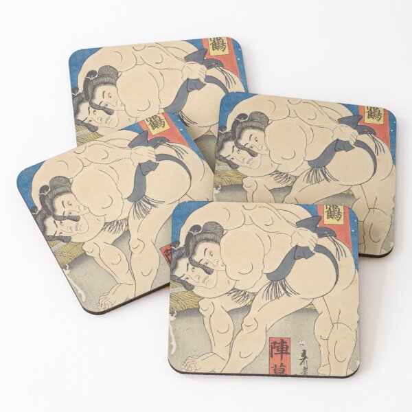 Item preview, Vintage Japanese Sumo Bout Mazuru vs Jinmaku Ukiyo-e Art designed and sold by vekotpu.
