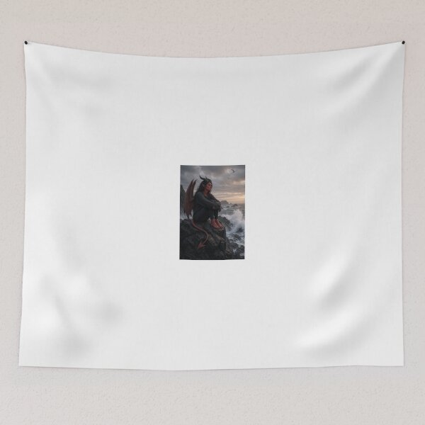 Item preview, Demoness Sitting on Rocky Coast at Sunset designed and sold by CathryneDelamort.