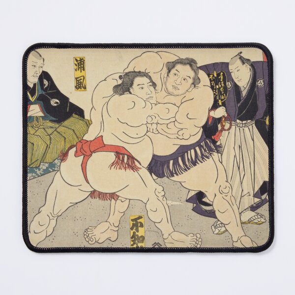 Item preview, Vintage Japanese Sumo Match Kagamiyama vs Shiranui Ukiyo-e Art designed and sold by vekotpu.