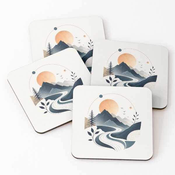 Item preview, Mountain Escape – Minimalist Nature Landscape with Winding River designed and sold by Punch-E415.