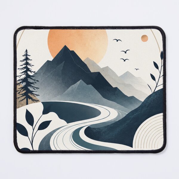 Item preview, Mountain Escape – Minimalist Nature Landscape with Winding River designed and sold by Punch-E415.