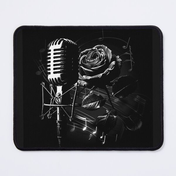 Item preview, Gothic Vintage Microphone and Black Rose Dark Music Art Design Print designed and sold by inkoutninja.
