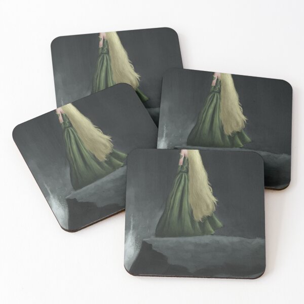 Item preview, Mysterious Blonde Woman in Dark Green Gown designed and sold by LeanFrostED.