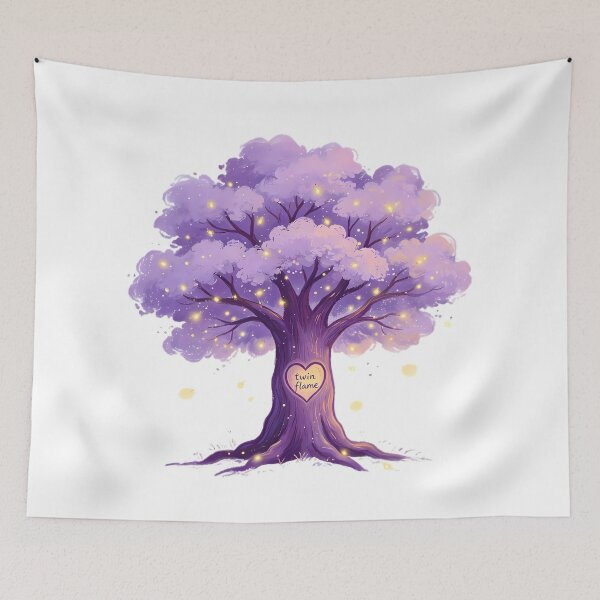 Item preview, Twin Flame Purple Mystical Tree — Whimsigoth Fireflies Art designed and sold by Bondingbonding.