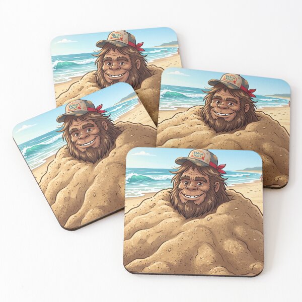 Item preview, Beach Bum Bigfoot Buried in the Sand at the Beach up to the Neck designed and sold by Spank My Yeti.