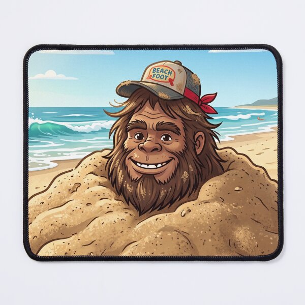 Item preview, Beach Bum Bigfoot Buried in the Sand at the Beach up to the Neck designed and sold by Spank My Yeti.