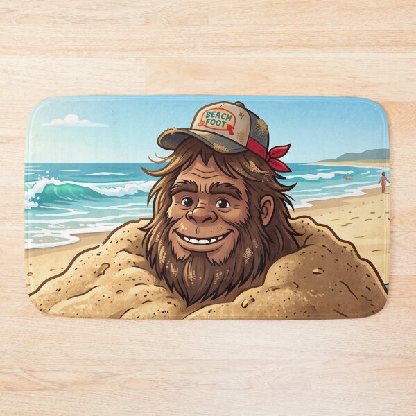 Item preview, Beach Bum Bigfoot Buried in the Sand at the Beach up to the Neck designed and sold by Spank My Yeti.