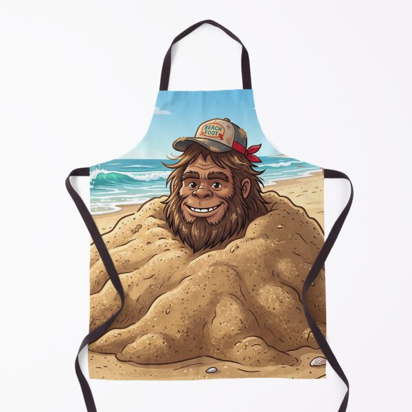 Item preview, Beach Bum Bigfoot Buried in the Sand at the Beach up to the Neck designed and sold by Spank My Yeti.