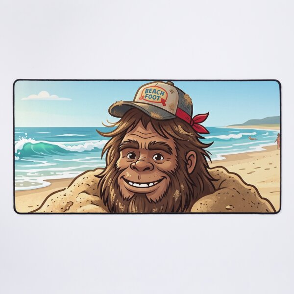 Item preview, Beach Bum Bigfoot Buried in the Sand at the Beach up to the Neck designed and sold by Spank My Yeti.