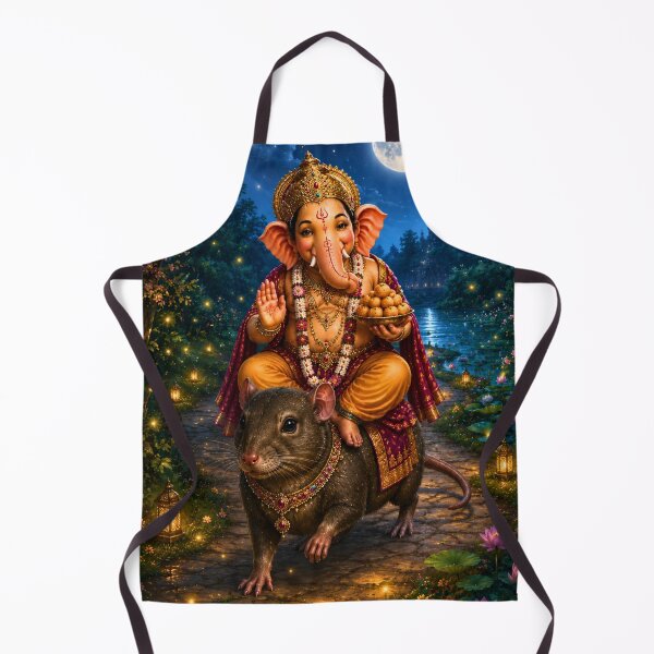 Item preview, The Divine Ride – Lord Ganesha Riding Mushika Under the Moon | Hindu Mythology AI Art Print designed and sold by Homyar.