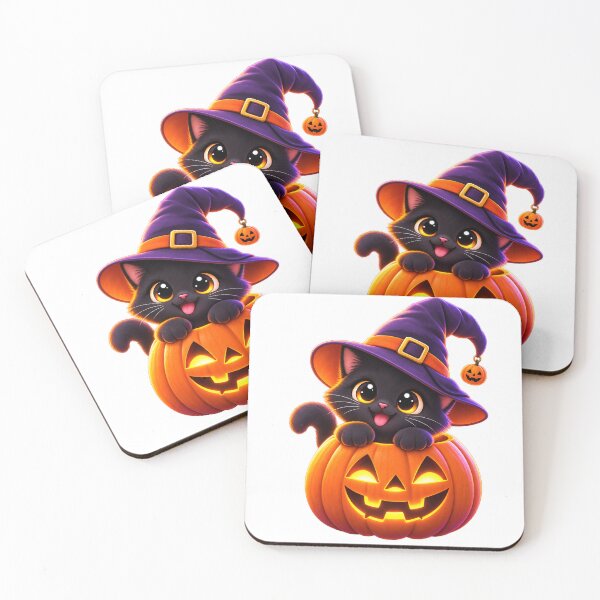 Item preview, Cute Black Cat Halloween – Kawaii Witch Cat Pumpkin designed and sold by Trinity Collections.