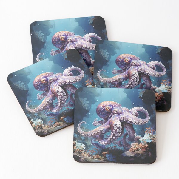 Item preview, Tentacle Sanctuary - Octopus Swimming In A Deep Blue Sea - Watercolor Art - Ocean Art designed and sold by CastleBySea.