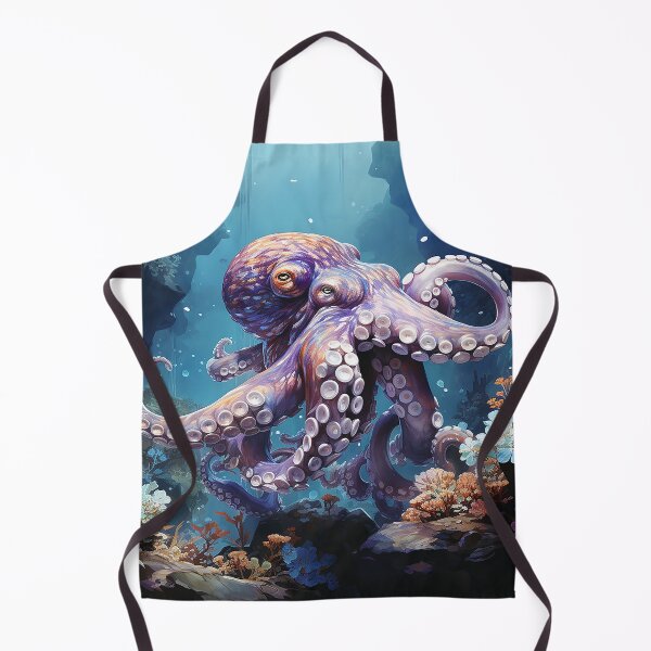 Item preview, Tentacle Sanctuary - Octopus Swimming In A Deep Blue Sea - Watercolor Art - Ocean Art designed and sold by CastleBySea.