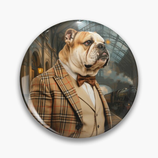 Item preview, Gentleman Bulldog at Vintage Railway Station designed and sold by CorwinMina.