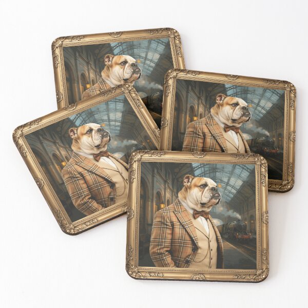 Item preview, Gentleman Bulldog at Vintage Railway Station designed and sold by CorwinMina.