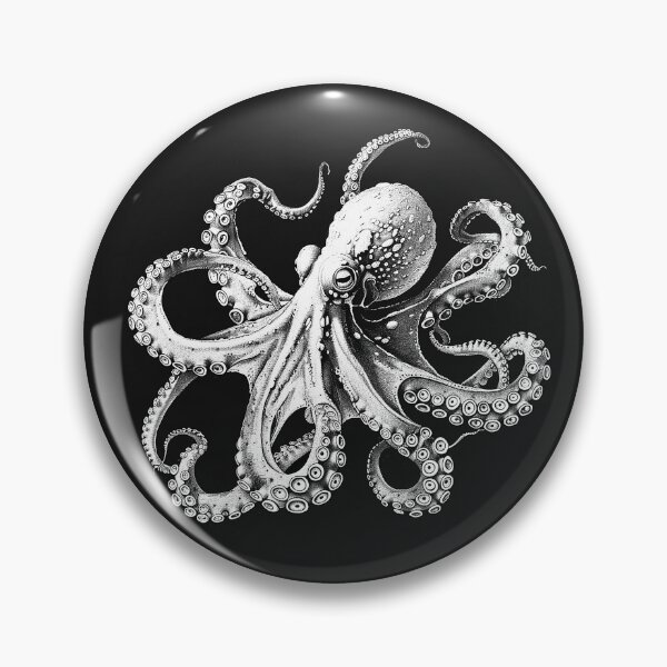 Item preview, Vintage Octopus Illustration Black and White Ocean Creature Art Design designed and sold by inkoutninja.