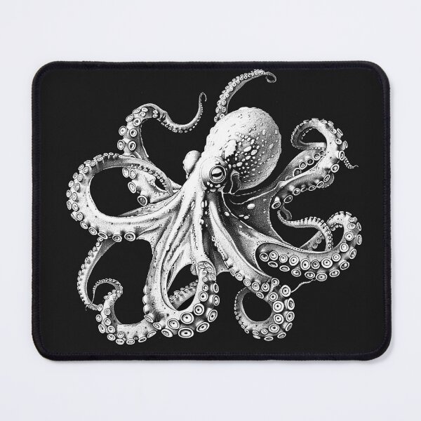 Item preview, Vintage Octopus Illustration Black and White Ocean Creature Art Design designed and sold by inkoutninja.