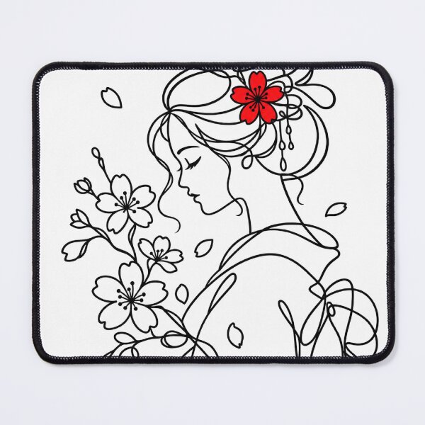 Item preview, Japanese Maiko & Sakura – Minimalist One Line Art designed and sold by アミヤジャ.