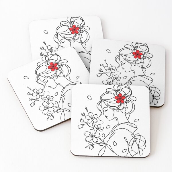 Item preview, Japanese Maiko & Sakura – Minimalist One Line Art designed and sold by アミヤジャ.