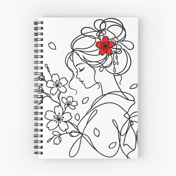 Item preview, Japanese Maiko & Sakura – Minimalist One Line Art designed and sold by アミヤジャ.
