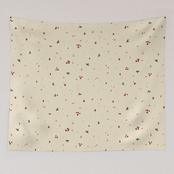 Item preview, Holly Berry and Golden Star Christmas Ditsy — Vintage Ivory designed and sold by NATHA PALETTE.