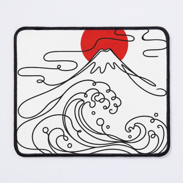 Item preview, Japanese One-Line Mount Fuji & Wave – Minimalist Japan Art designed and sold by アミヤジャ.